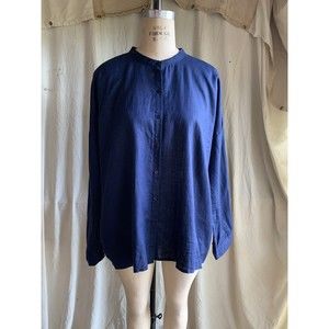 Eileen Fisher Navy Blue Organic Linen Tunic Size XL